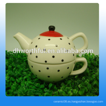 Pote de té de cerámica de diseño de moda con taza para la venta al por mayor